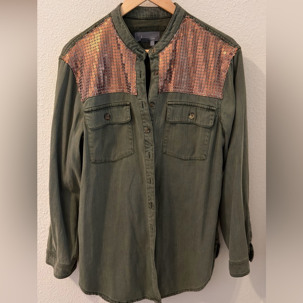 Anthropologie Sequin Button Down